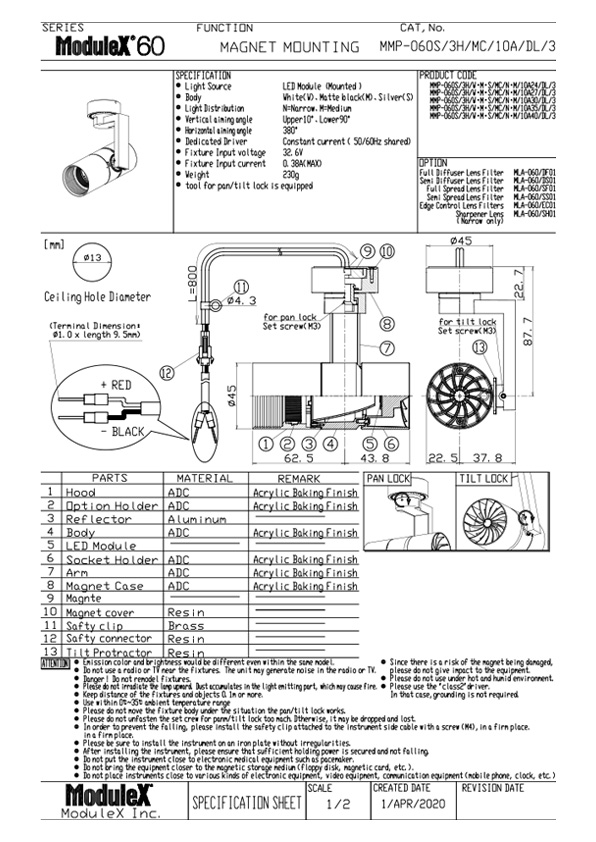MMP-060S/3H/MC Specification Sheet