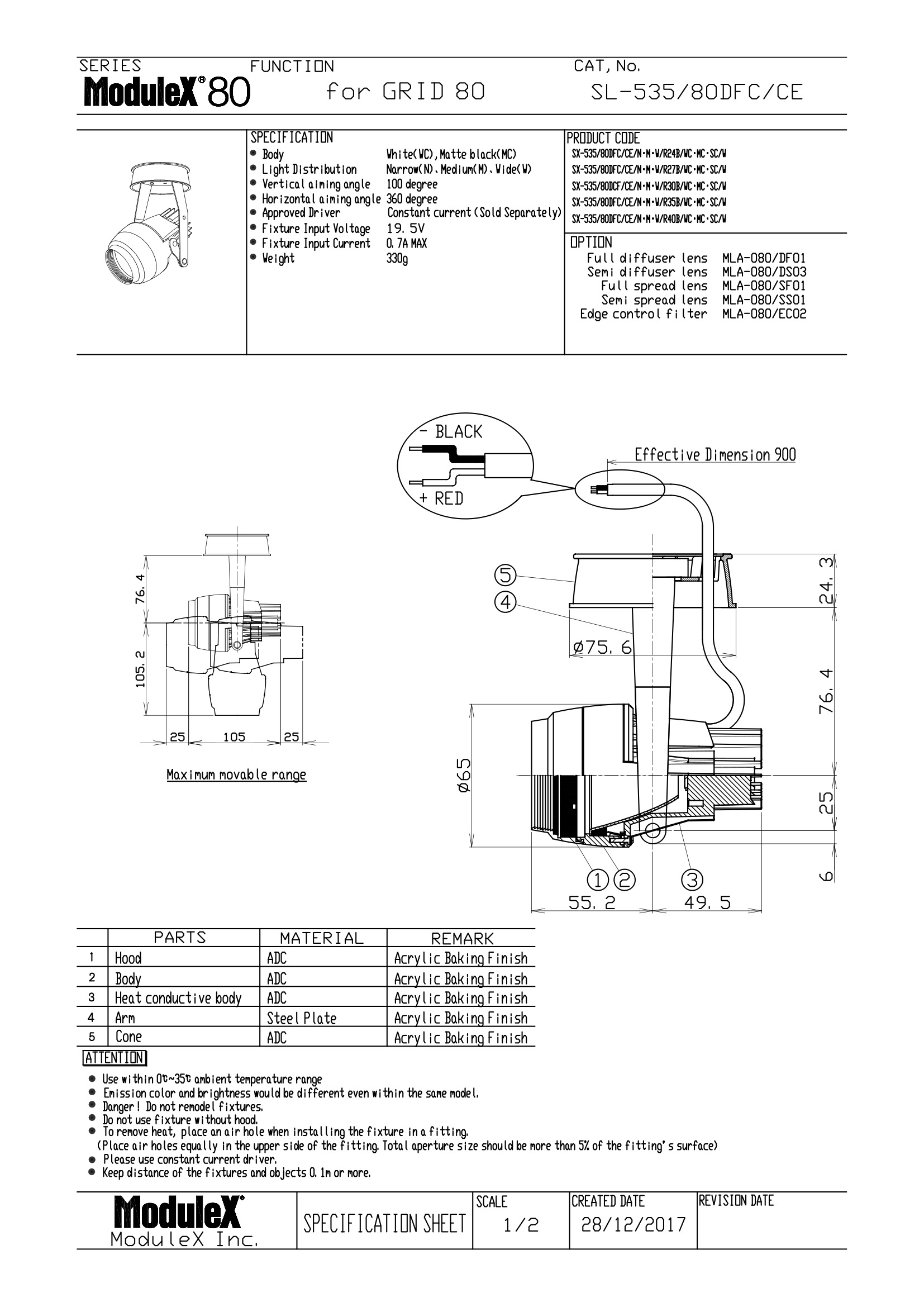 SL-535/80DFC Specification Sheet