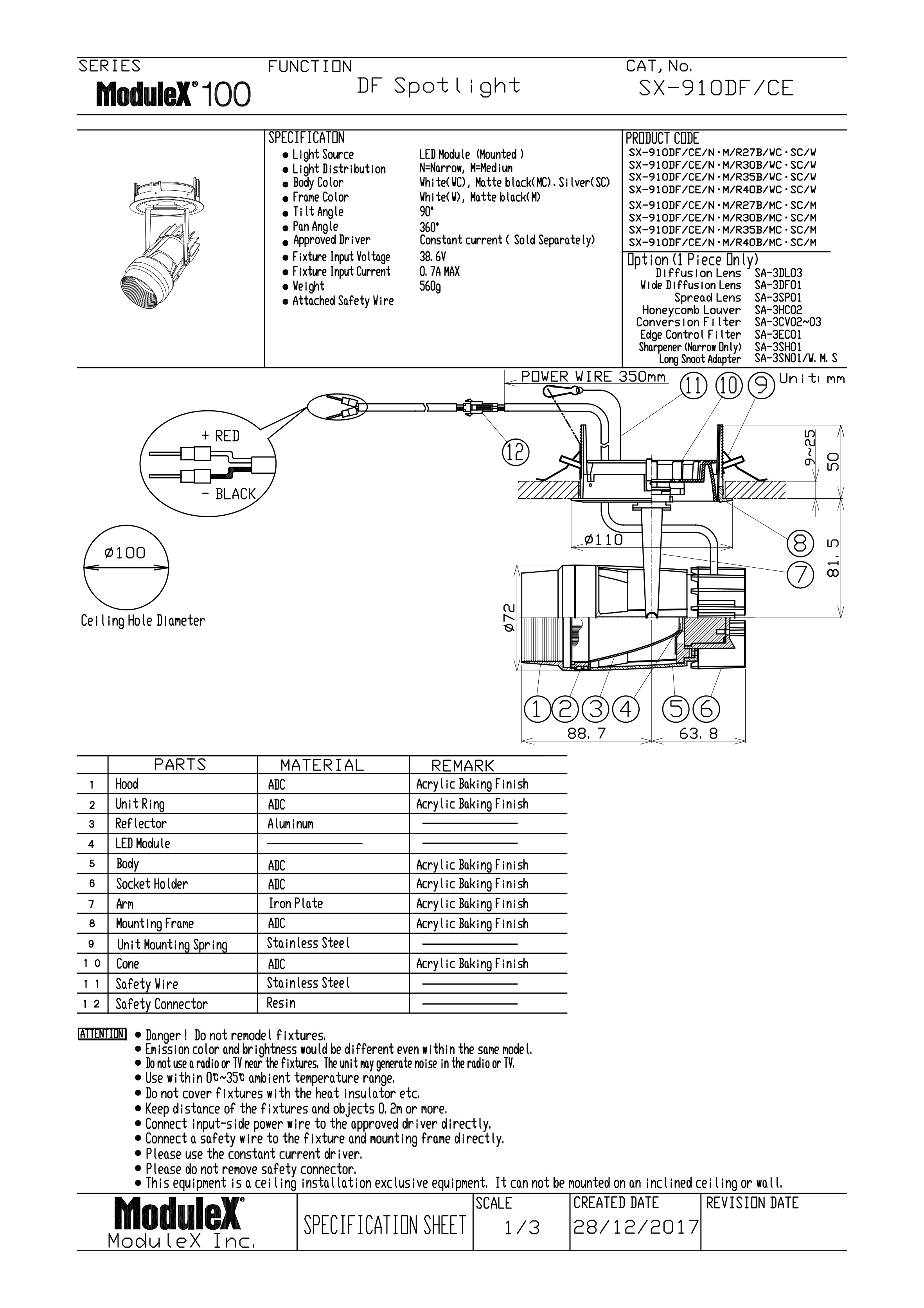 SX-910DF Specification Sheet