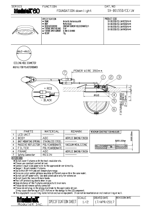 SX-B0155D/JW Specification Sheet