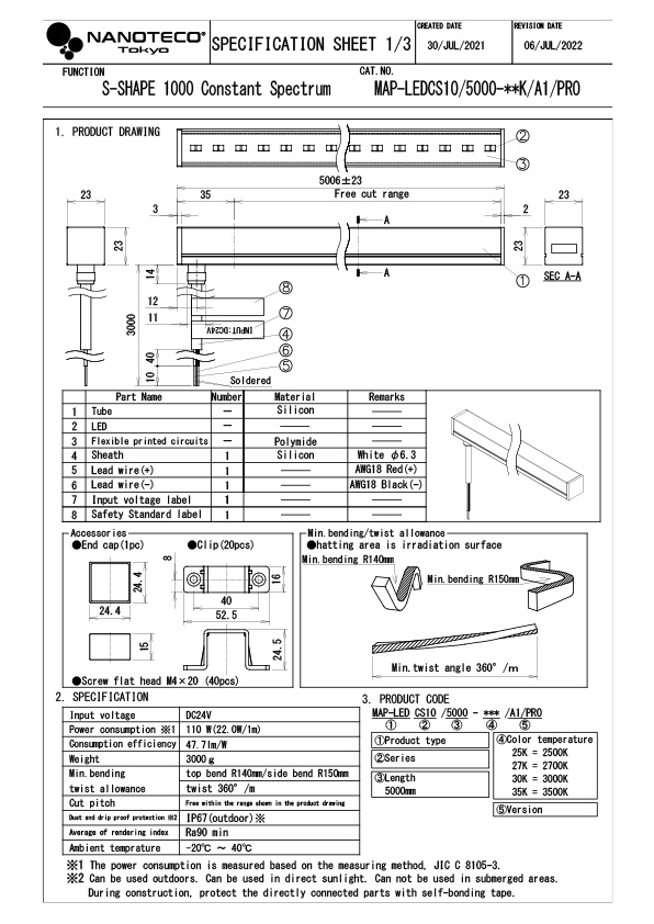 MAP-LEDCS10 Specification Sheet