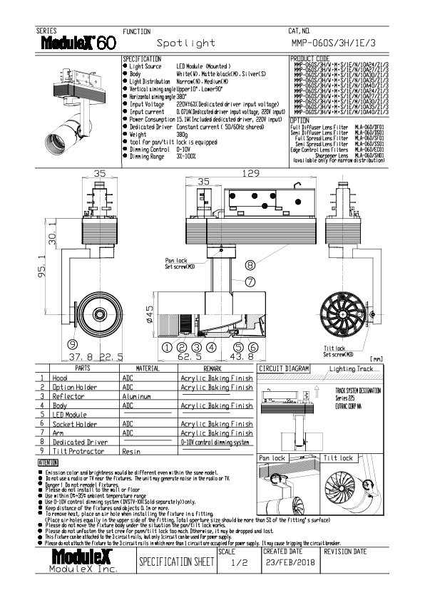 MMP-060S/3H Specification Sheet