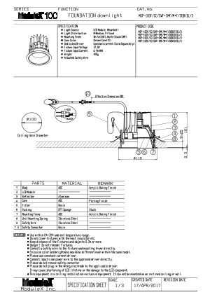 MSP-100F/30B Specification Sheet