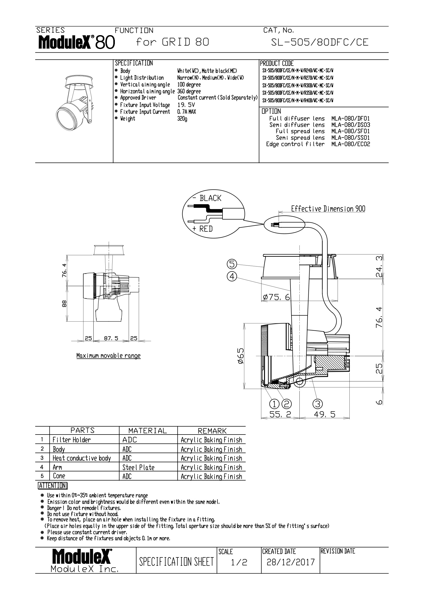 SL-505/80DFC Specification Sheet
