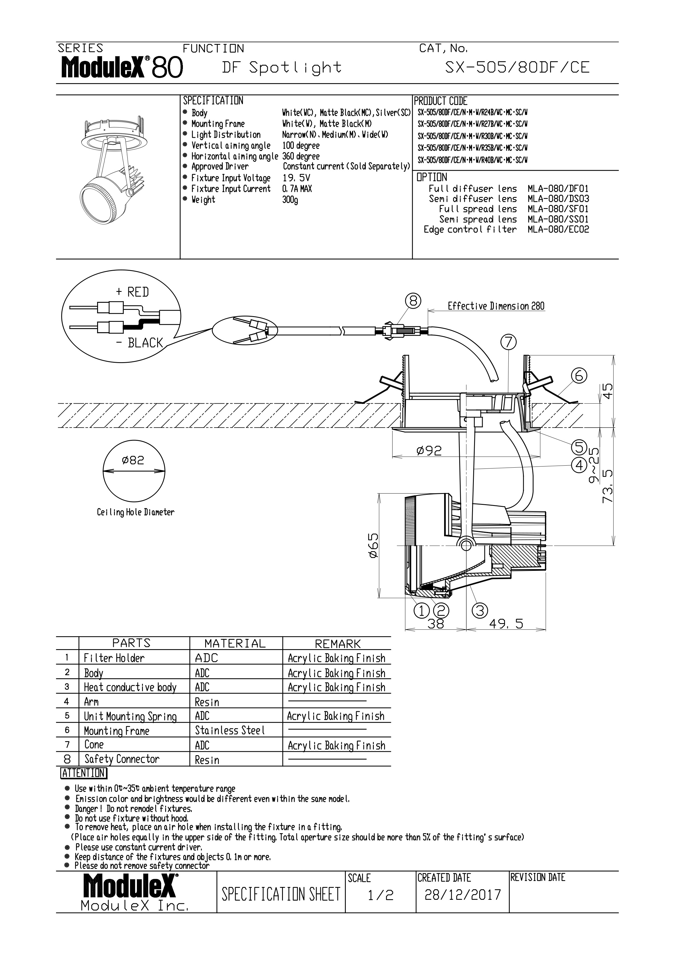 SX-505/80DF Specification Sheet