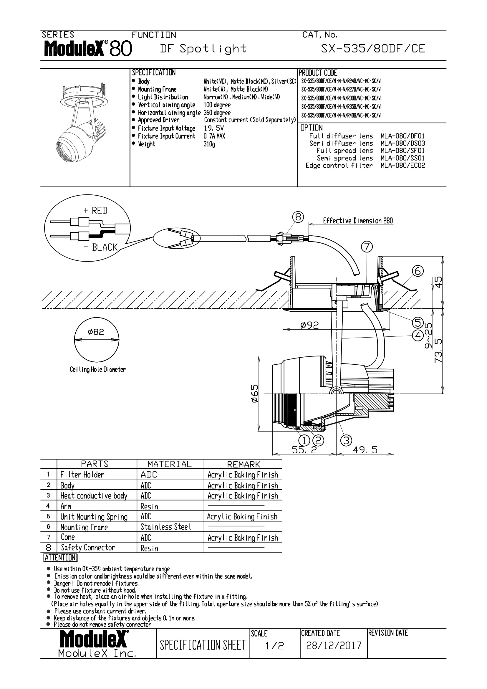 SX-535/80DF Specification Sheet