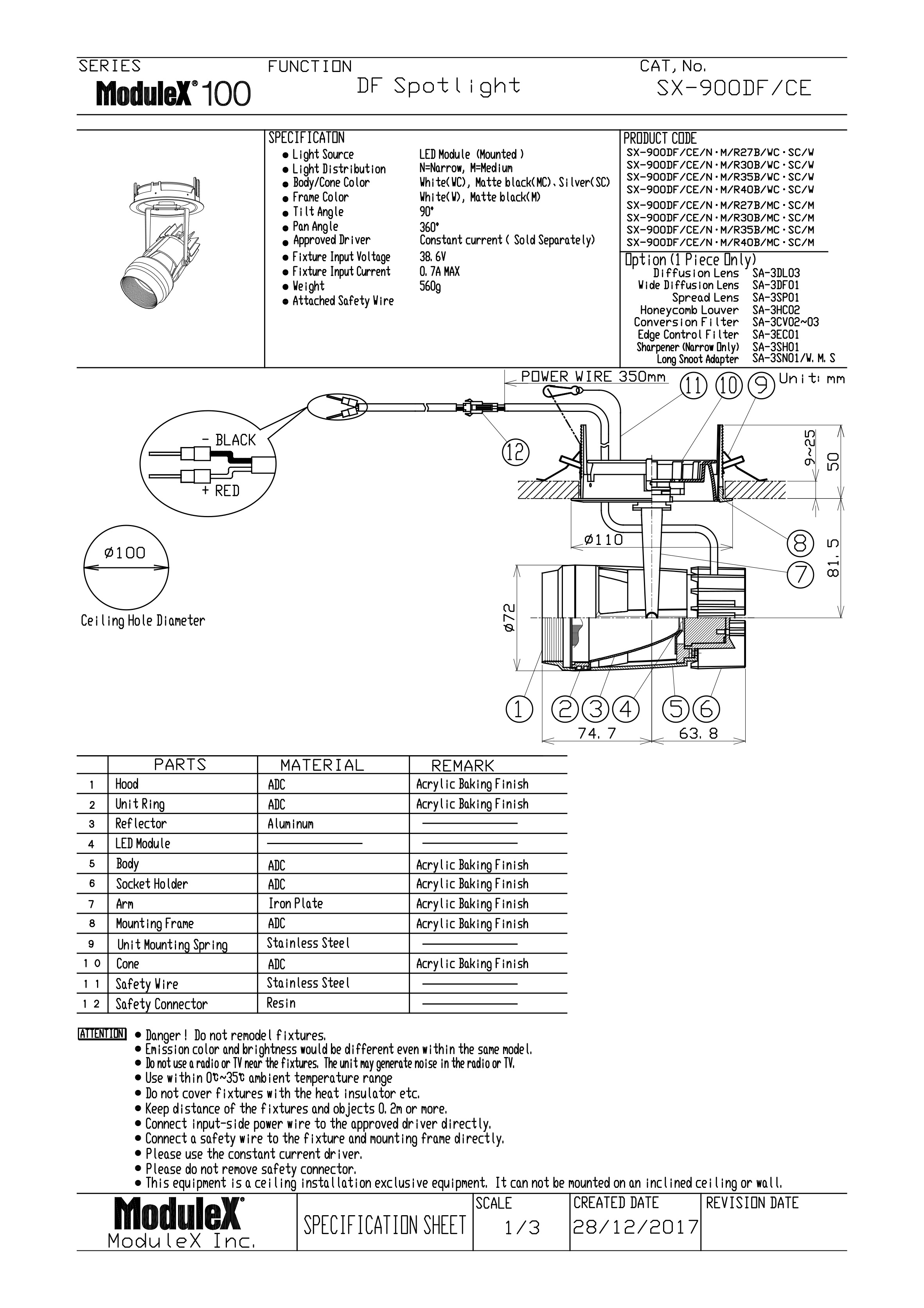 SX-900DF Specification Sheet