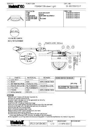 SX-B0155D/F Specification Sheet