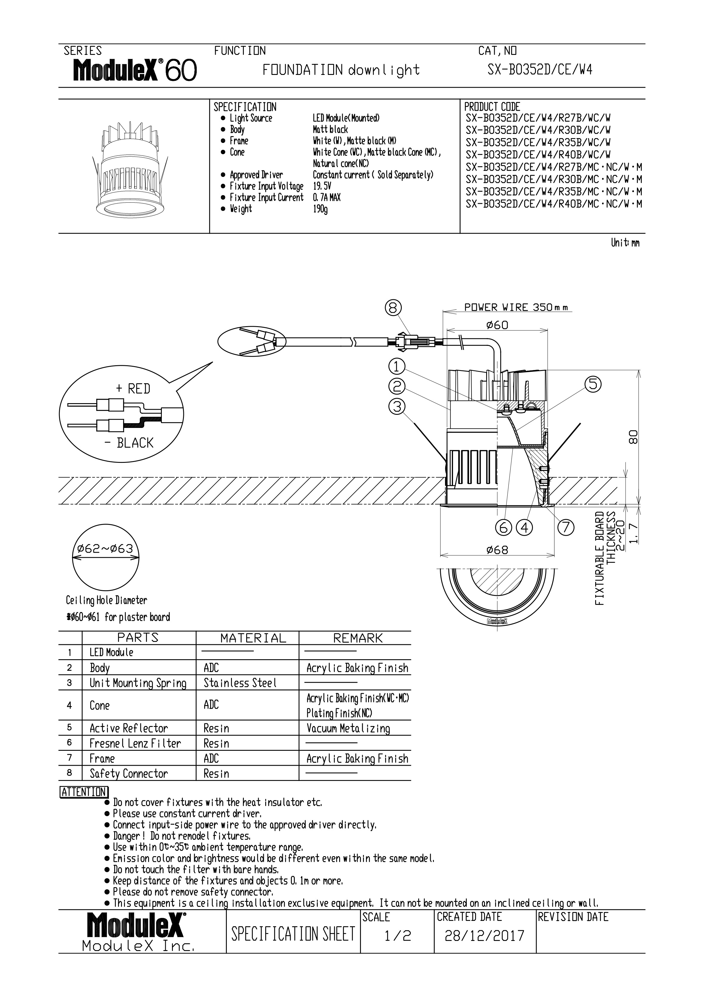 SX-B0352D/W4 Specification Sheet